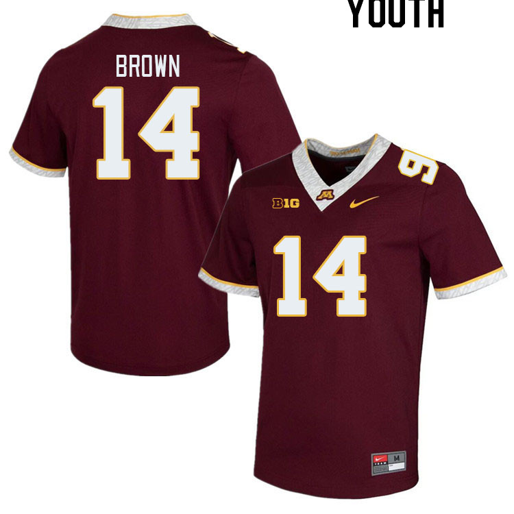 Youth #14 Kerry Brown Minnesota Golden Gophers College Football Jerseys Stitched-Maroon - Click Image to Close